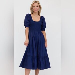 Hill House Louisa Nap Dress in Classic Navy Cotton (Size S)